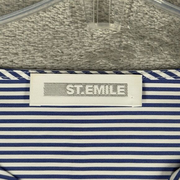St. Emile‎ Shirt Womens 10 Blue White Nautical Striped Cowl Layered Lagenlook - Picture 5 of 8